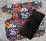 Skulls faux embroidery bamboo stretch french terry (Stretchy Preflat + Trifold cloth diaper)