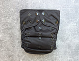 Black solid | LBB OS Ai3 cloth diaper | OneSize | bamboo velour inner | OBV | handmade diaper | Pocket AiO cloth diaper