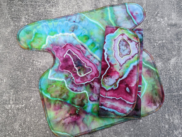 *Newborn* Geode hand dyed Bamboo Stretch Fleece (Stretchy Preflat + Trifold cloth diaper)