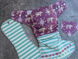 Elephants | OneSize Hybrid Fitted | cloth diapers | OBV soaker | Fitted diaper | Cotton spandex outer